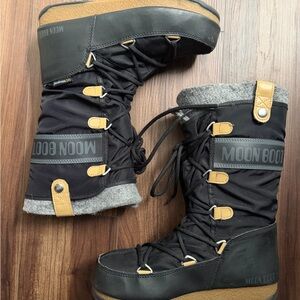 Moon Boot Black and Tan Women's Winter Boots